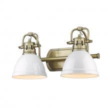  3602-BA2 AB-WHT - Duncan 2 Light Bath Vanity in Aged Brass with Matte White Shades